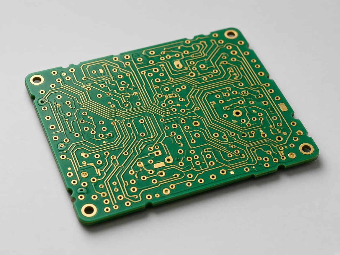 Close view of a printed circuit board with copper traces